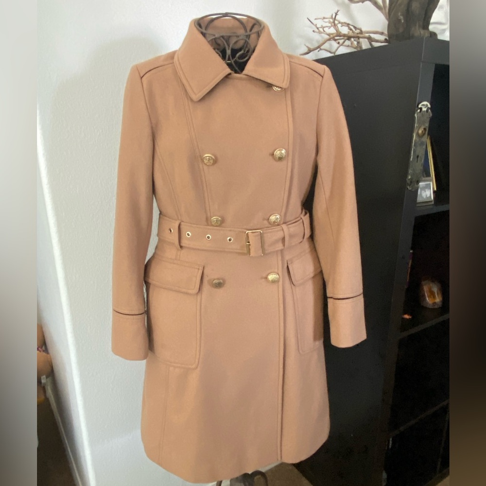 Vince Camuto Trench Wool Coat. Size Petite Small. Color Tan/Caramel